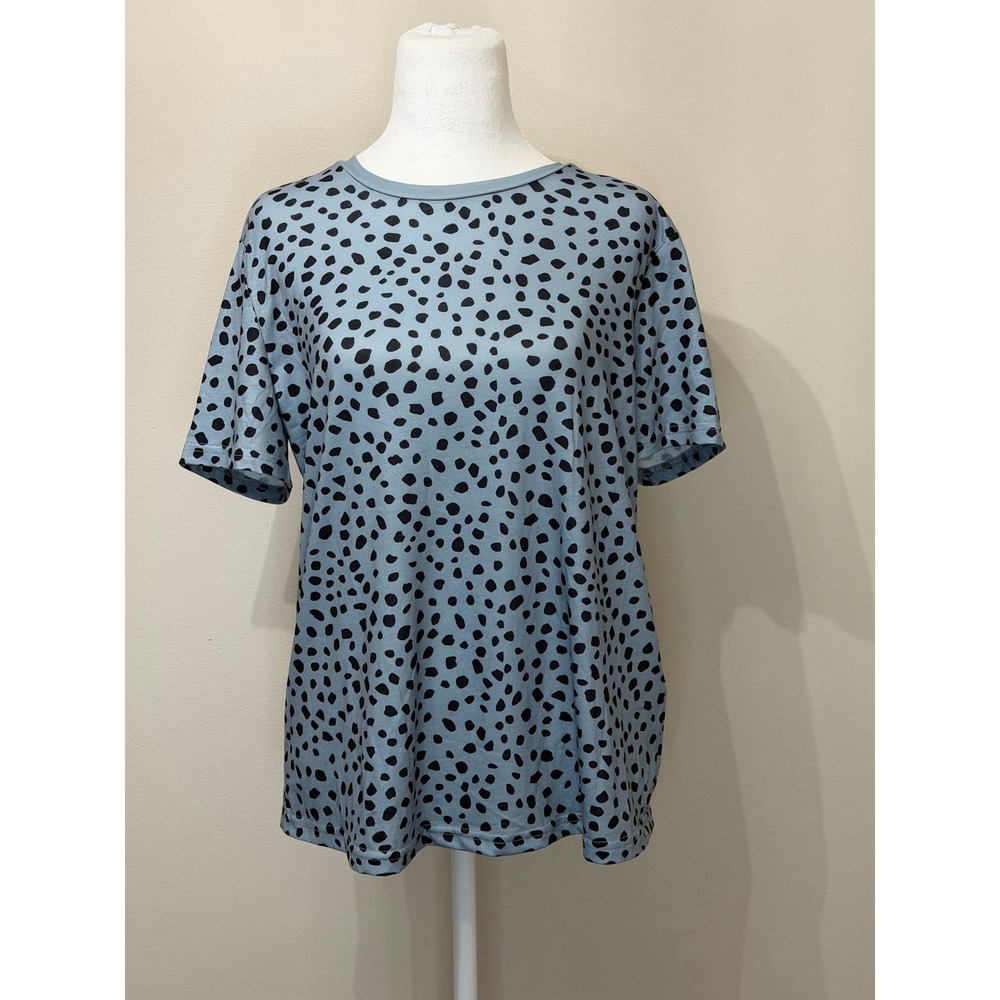 Blue Black Dotted T-Shirt Size M